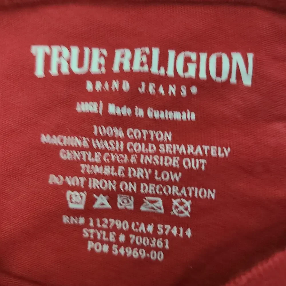 True Religion Shirt Mens Size‎ Large Red 02 Graphic Tee Casual Logo Adult